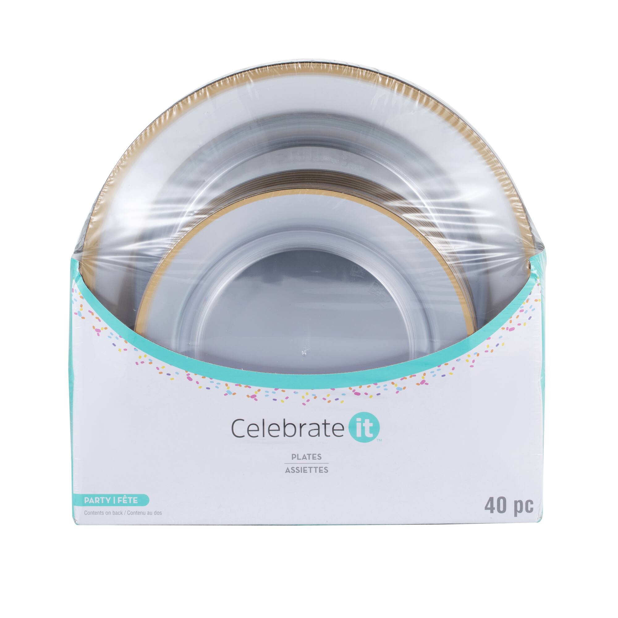 Clear & Gold 40 Piece Dinner & Lunch Plate Set by Celebrate It™